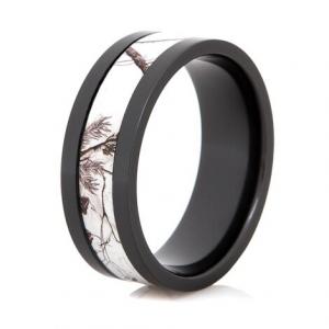 Realtree Snow Camo Ring Black Zirconium 