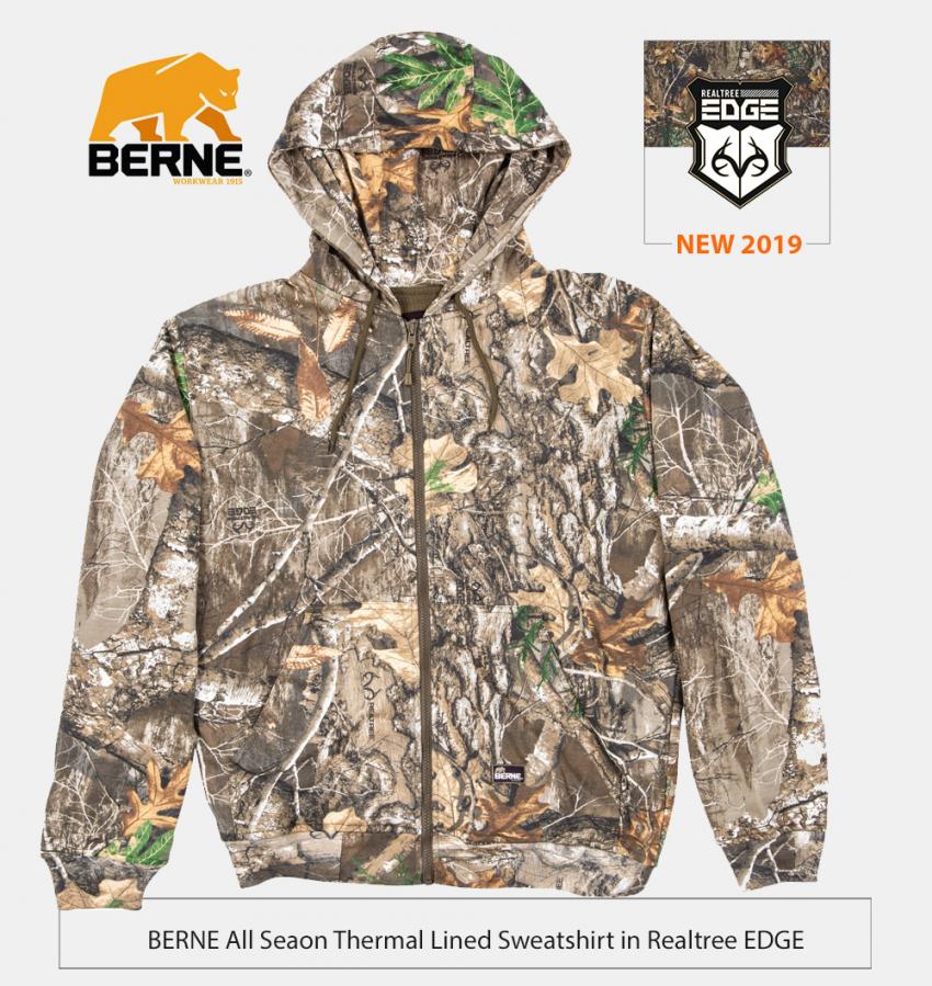 Berne all season thermal sweatshirt jacket in Realtree EDGE
