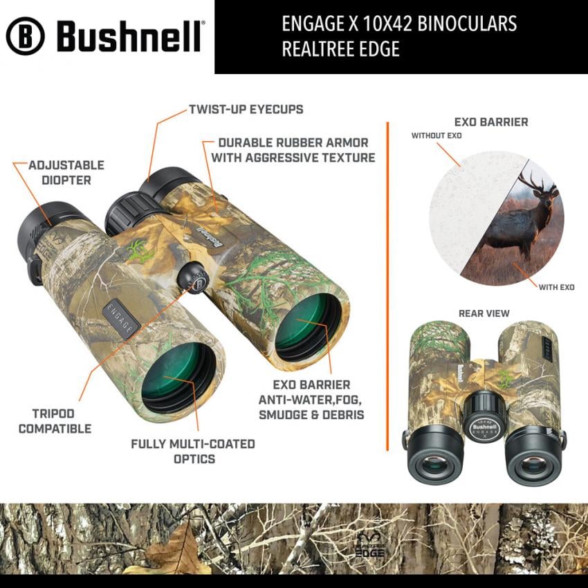 Bushnell Bone Collector Engage 10x42 Binoculars Realtree EDGE