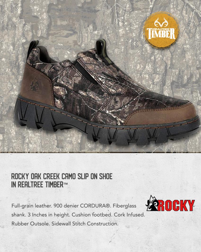 Rocky Oak Creek Camo Slip On Shoe in realtree timber