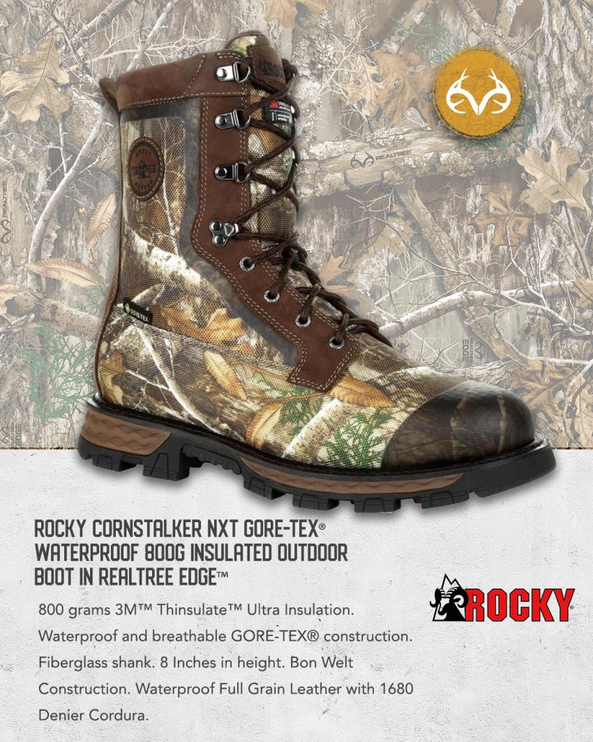 Rocky Cornstalker NXT GORE-TEX® Waterproof 800G Insulated Outdoor Boot in realtree edge camo
