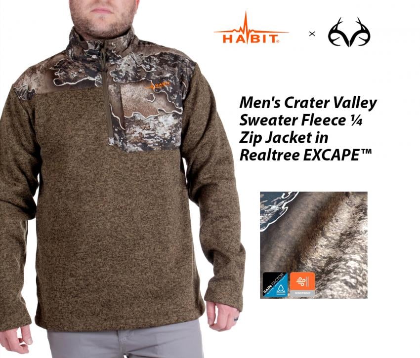 Realtree Excape Men's Crater Valley Sweater Fleece ¼ Zip Jacket 