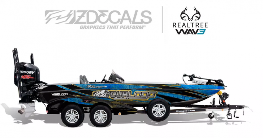 Realtree wav3 camo bass boat wrap by Zdecals