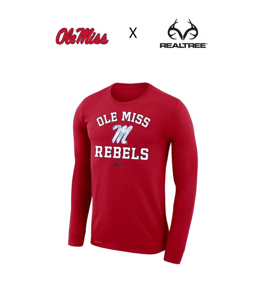 Ole Miss Rebels X Realtree WAV3 Pattern Nike Legend Long Sleeve T-Shirt Red