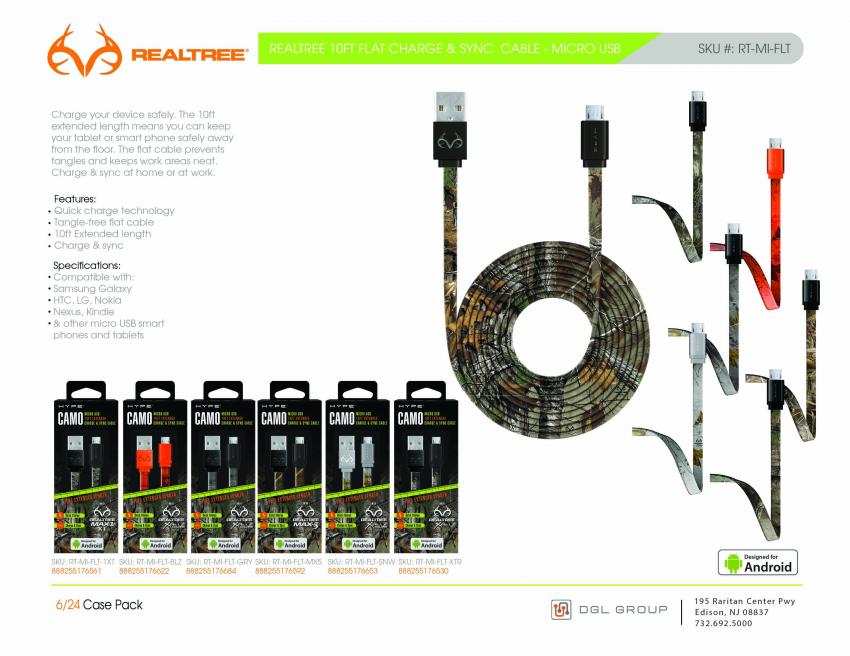 Realtree 10ft flat charge cable | Realtree B2B