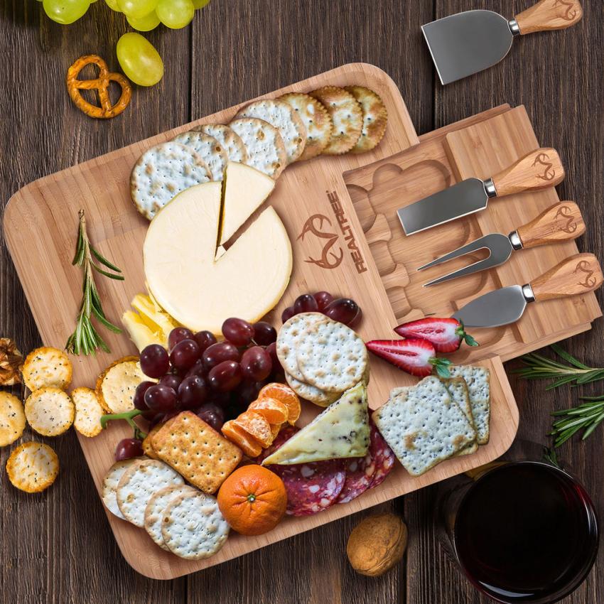 Realtree Bamboo Charcuterie Cheese Board and Knife Set