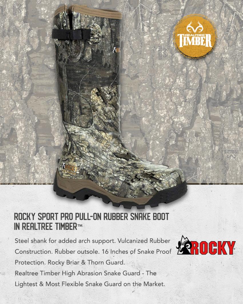  Rocky Sport Pro Pull-On Rubber Snake Boot in realtree timber