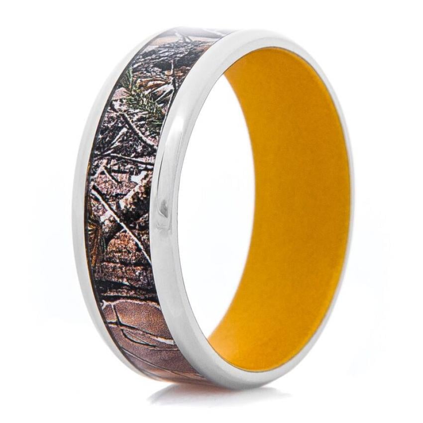 Men's Titanium Realtree® AP Camo Ring with Gold Interior