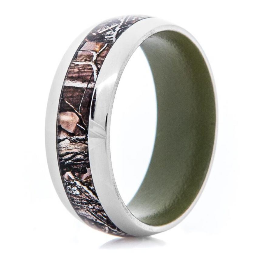Men's Titanium Realtree® AP Camo Ring with Bazooka Green Interior